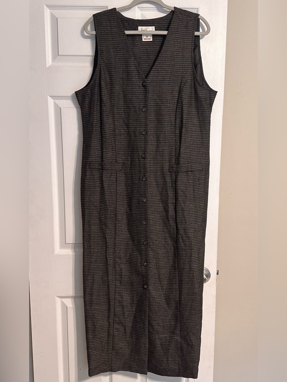 Vintage Worthington Button Down Plaid Sleeveless Academia Equestrian Dress Sz 16